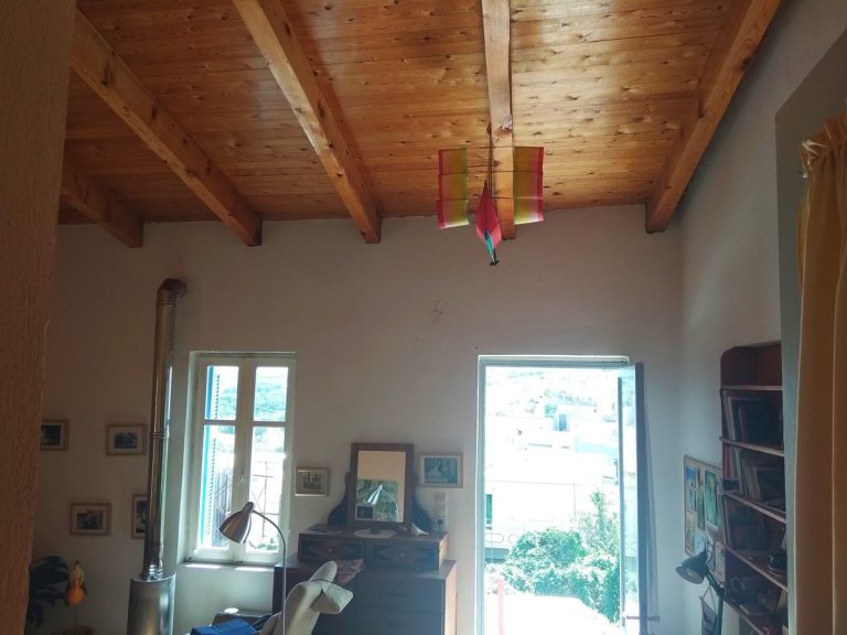 Stone house for sale Chania area wooden ceiling