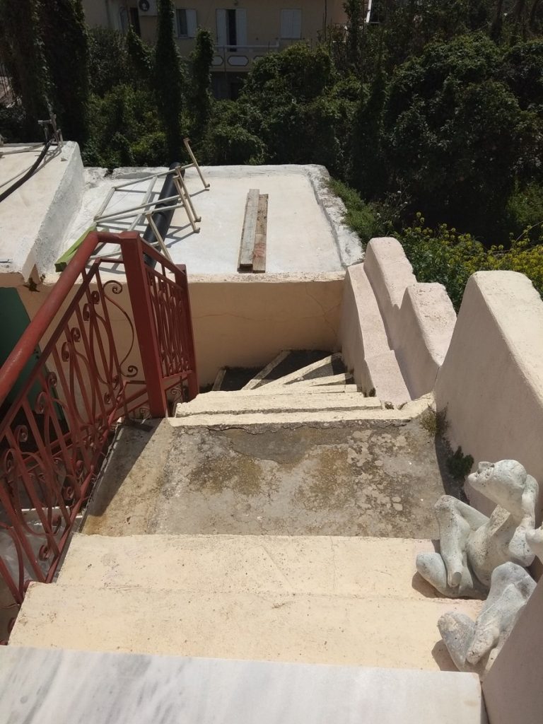 Stone house for sale Chania area external stairs