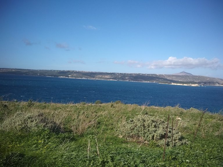 Seafront plot in Chania Crete for sale open sea views KL426