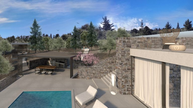 render of villa in plot for sale in chania