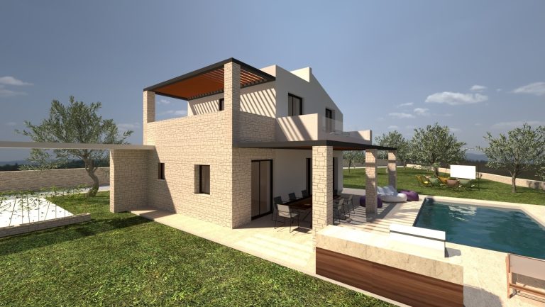 Render showcasing the villa project in Maleme