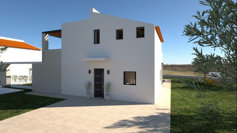 Modern Mediterranean villa project with sea views render in Maleme Chania