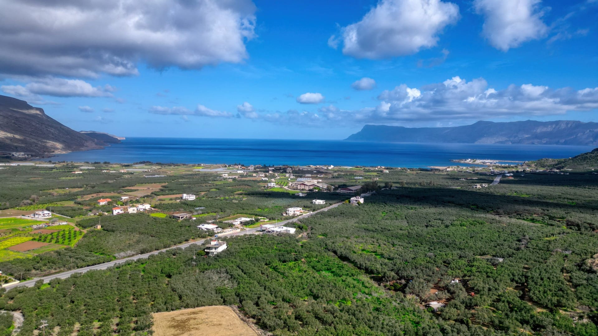 Aerial View of Panoramic Sea View Plot in Chania
