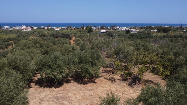 Aerial photograph showing location of villa project plot in Maleme close to the coastline
