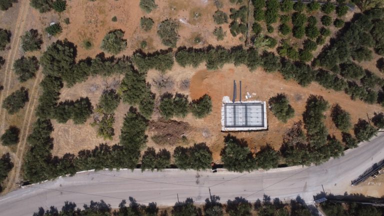 Bird’s eye perspective of coastal plot in Maleme Chania Crete