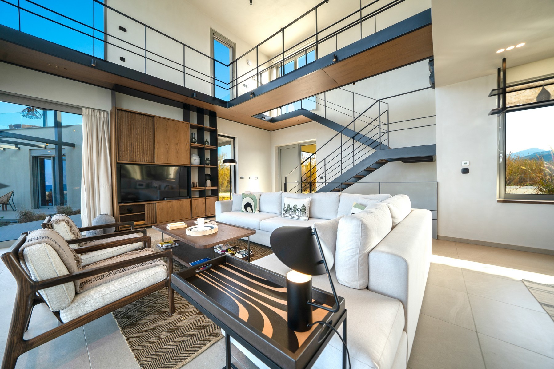 Interior inspection of a modern luxury villa in Crete by professional property managers