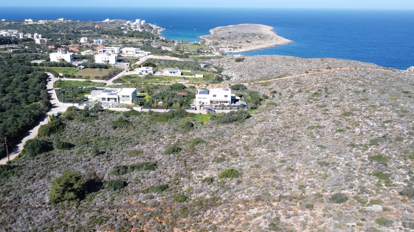 Drone picture of the plot in Agios Onoufrios for sale from above