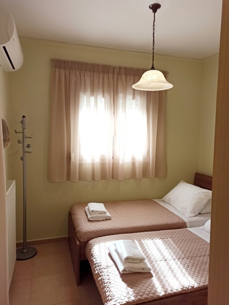 Modern bedroom in seaside apartment in Pigianos Kampos Crete