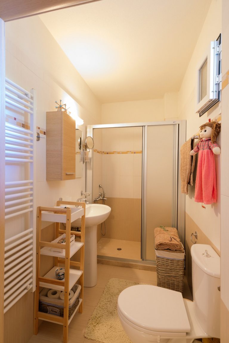 Bathroom interior of seaside apartment in Pigianos Kampos Crete