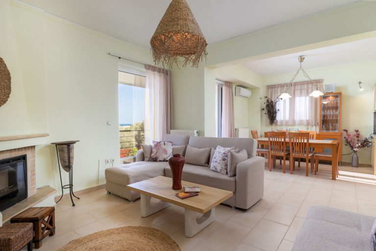 Bright open-plan kitchen dining and living space in first floor apartment Pigianos Kampos Crete