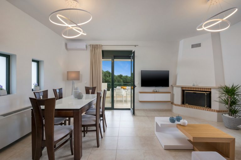 Stylish living and dining area in Crete