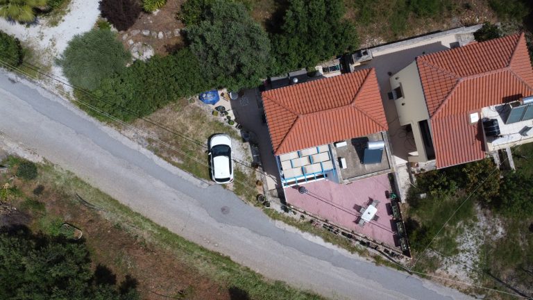 Drone photo from above showcasing the property