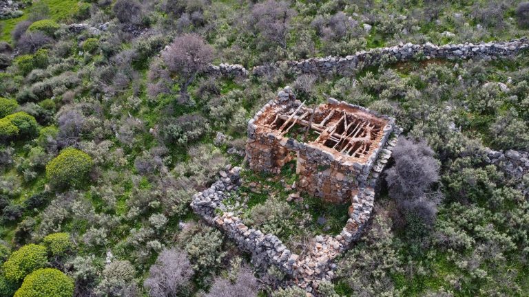 Elevated Landscape Shot of Land Parcel Above the Aegean Blue