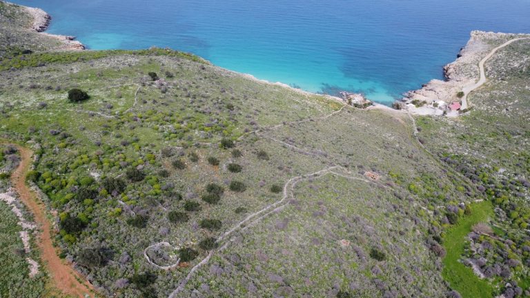 Bird’s Eye Panorama of Crete Land Surrounded by Sea and Peaks