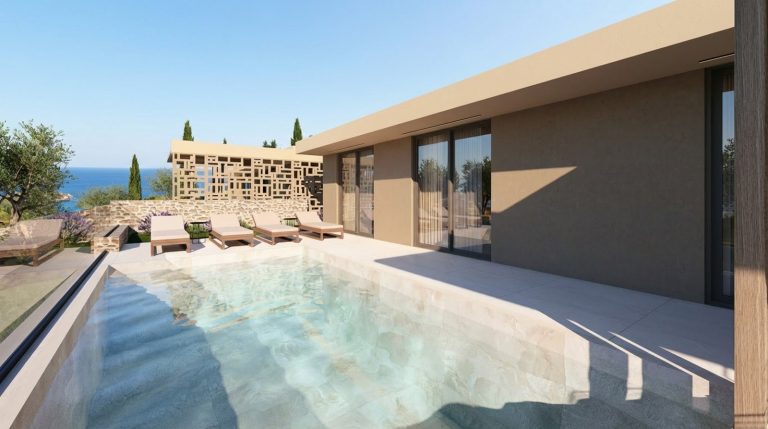 Off-plan villa render in Apokoronas with private pool and impressive mountain views