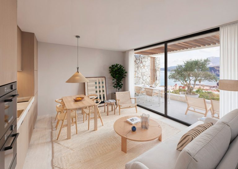 Contemporary dining space design, luxury property Kalyves Chania
