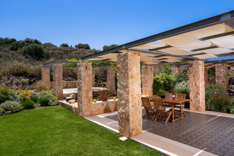 Shaded Dining Terrace with BBQ and Panoramic Views of the Countryside