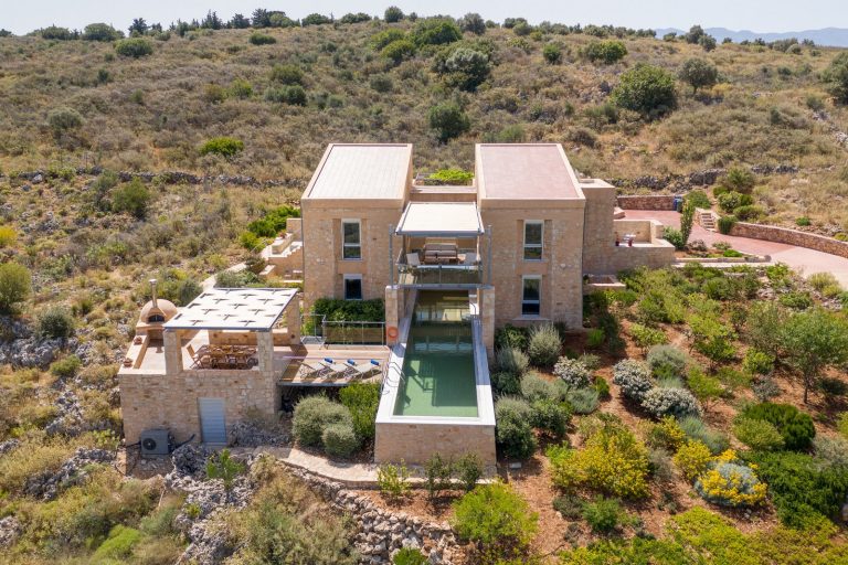 Bird’s-Eye View of a Stunning Villa with Private Pool and Sea Views